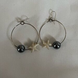 Elegant Sterling Silver Starfish Hoop Earrings